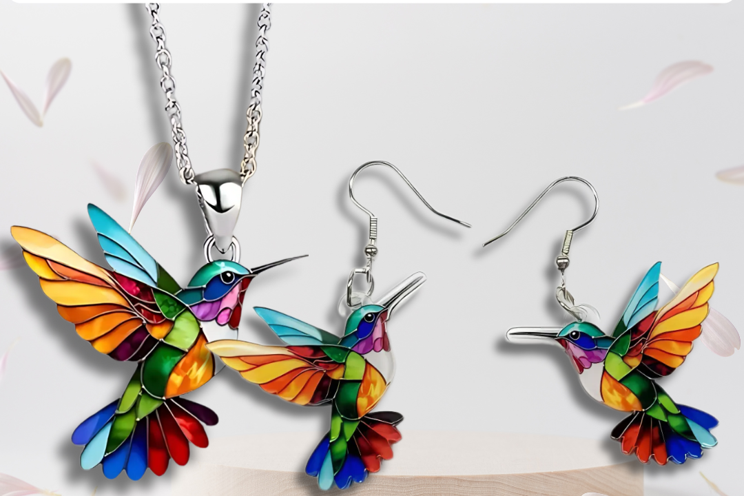 Collier et boucles d'oreilles colibri | Aurélie